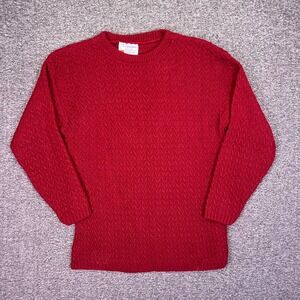 RJ Pumpkin Sweater Womens 34 Chest Red Textured Knit Vintage USA Crewneck Snag